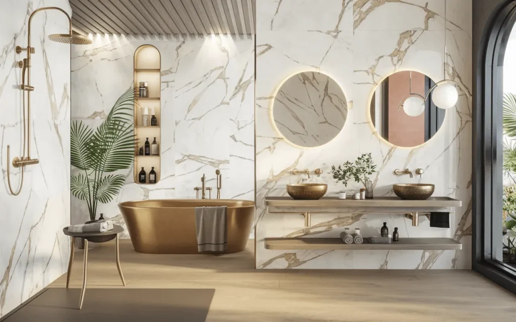 32+ Bathroom Ideas That Will Make Guests Think You Hired a Designer 4 A Luxurious Marble and Brass Bathroom