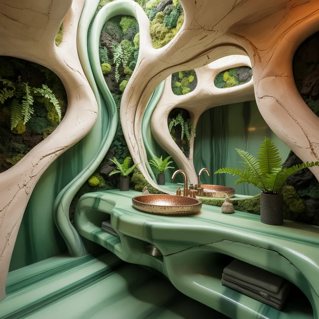 These 25+ Powder Room Ideas Are So Good You'll Want to Redo Yours Tonight 6 Biomorphic Oasis
