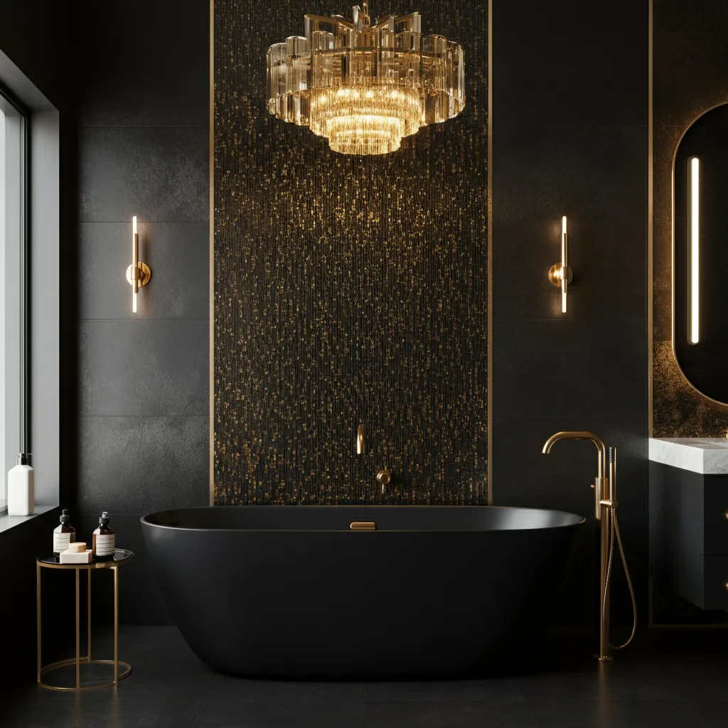 32+ Bathroom Ideas That Will Make Guests Think You Hired a Designer 7 Black and Gold Bathroom