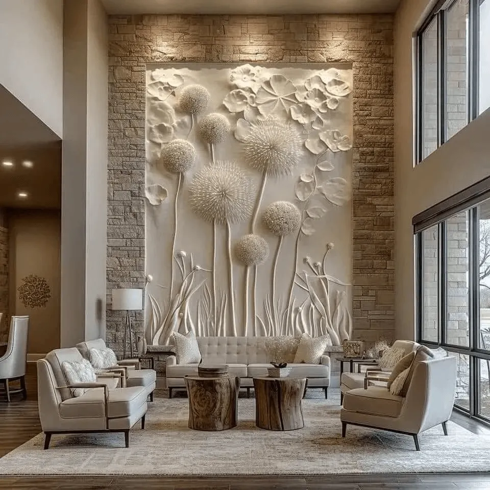 These 34+ Wall Decor Ideas Will Blow Your Mind 5 Botanical Bliss Textured Dandelion Wall Art (1)