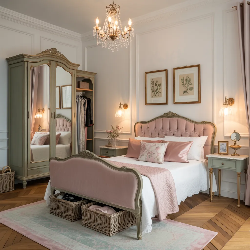 The Ultimate Guide to Small Bedroom Decor (Even IKEA Would Approve!) 24 Chic Storage with Baskets and Mirrors