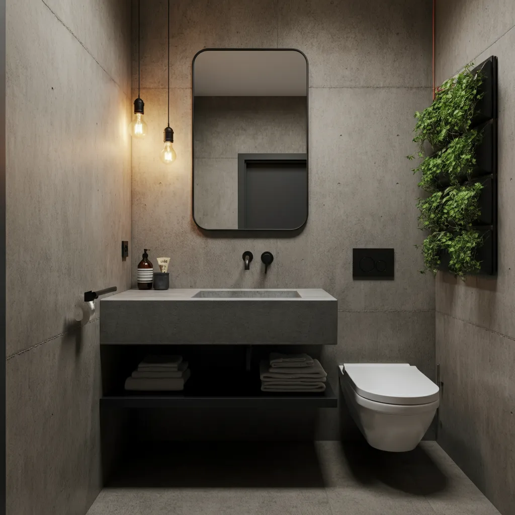 These 25+ Powder Room Ideas Are So Good You'll Want to Redo Yours Tonight 17 Concrete Chic