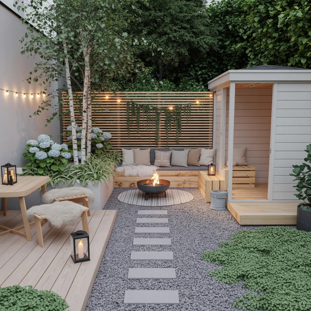 30+ Garden Ideas That’ll Make You Cancel Your Vacation Plans 8 Cozy Scandinavian Garden with Fire Pit