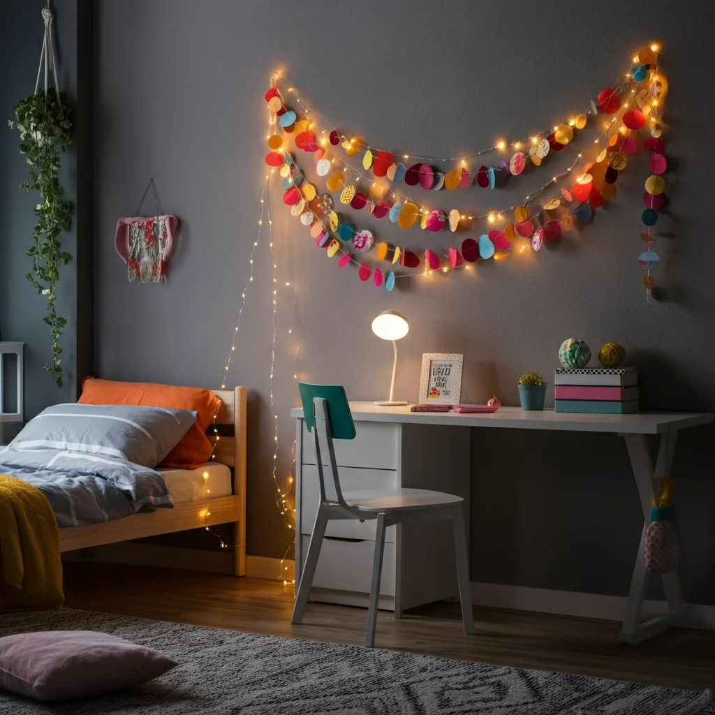 26 Teen Room Decor Inspirations for Every Mood and Style 20 DIY Garland Wall Feature