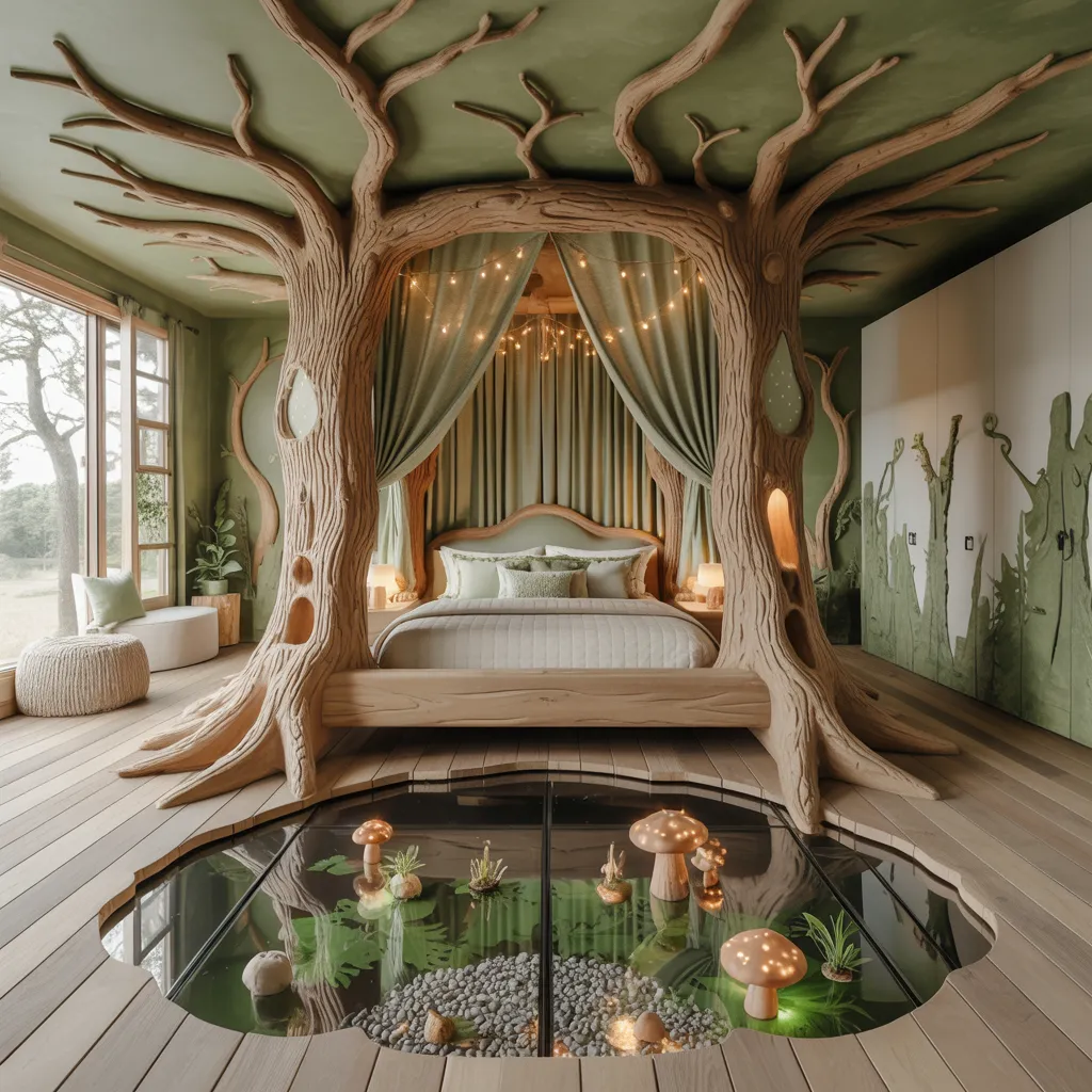 26 Luxury Kids Bedroom Inspirations for Dreamy Spaces 9 Enchanted Forest Canopy