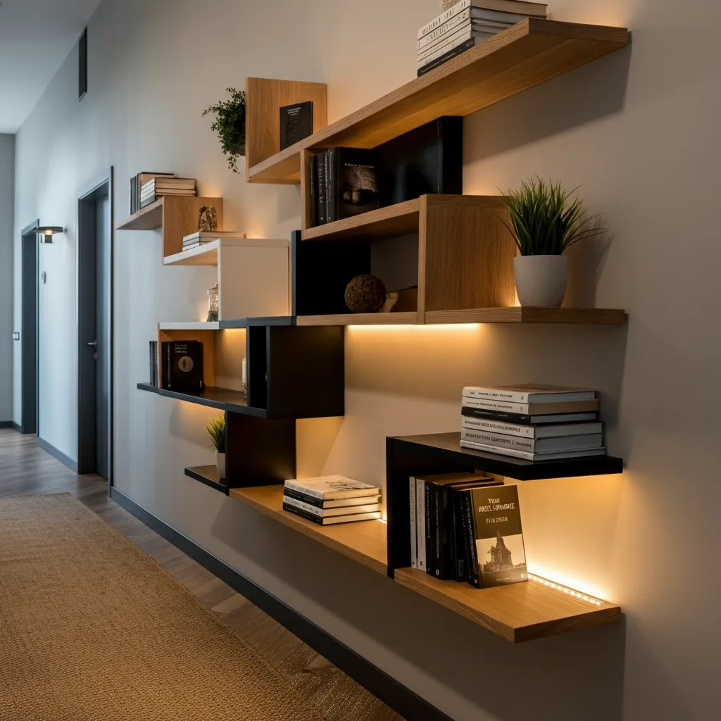 32 Jaw-Dropping Hallway Decor Ideas You’ll Wish You Tried Sooner 18 Floating Shelves Display Image