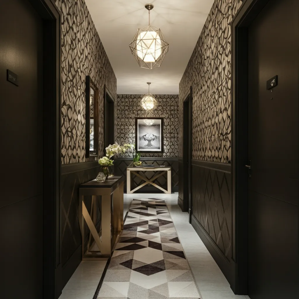 32 Jaw-Dropping Hallway Decor Ideas You’ll Wish You Tried Sooner 20 Geometric Patterns Image