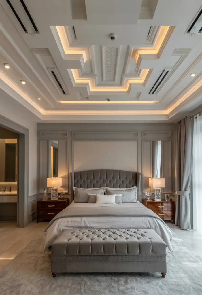 19 Luxury And Modern Ceiling Design Ideas 6 Geometric Stepped Tray Ceiling