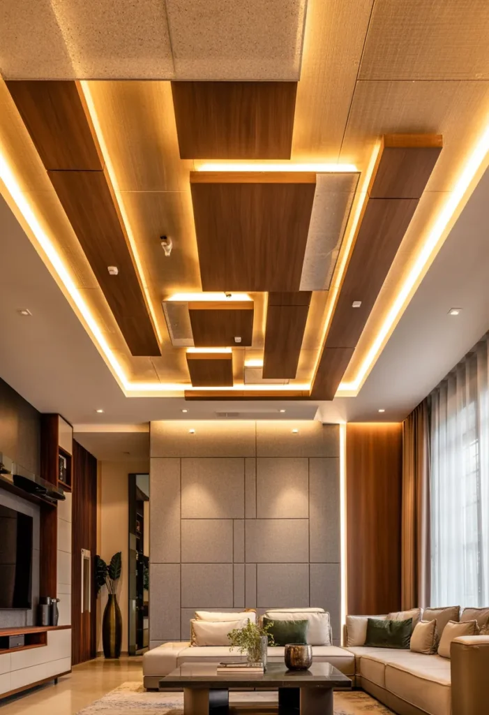 19 Luxury And Modern Ceiling Design Ideas 14 Illuminated Floating Wood Panel Ceiling