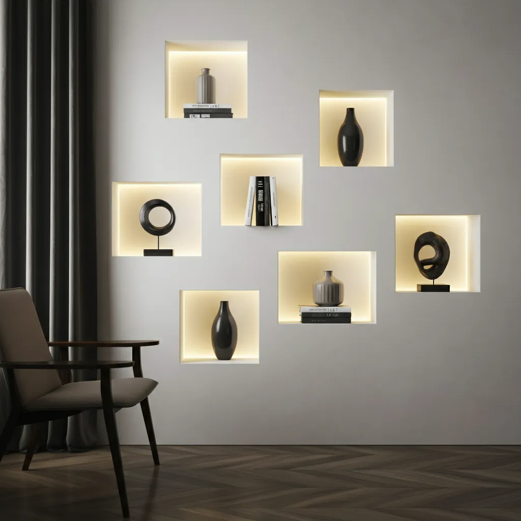 These 34+ Wall Decor Ideas Will Blow Your Mind 31 Illuminated Wall Niche Display