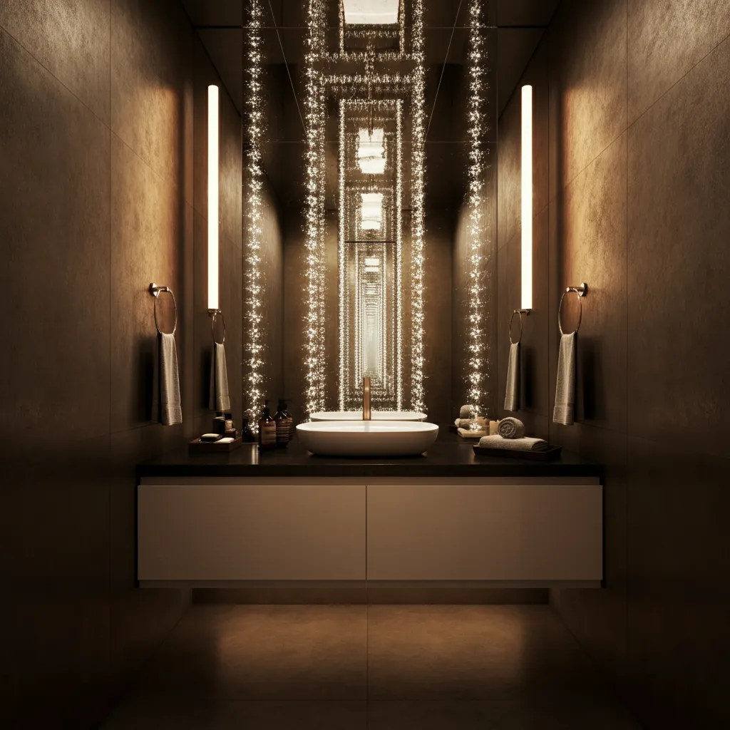 These 25+ Powder Room Ideas Are So Good You'll Want to Redo Yours Tonight 33 Illusion of Infinity