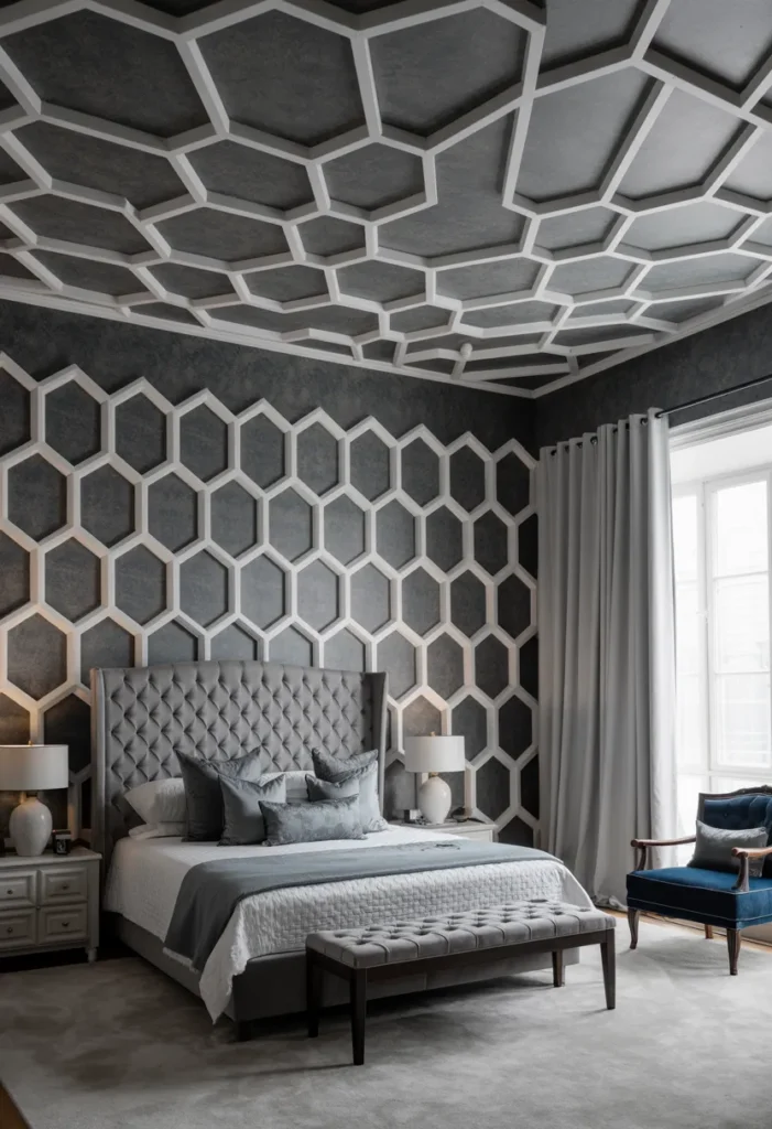 19 Luxury And Modern Ceiling Design Ideas 17 Immersive Honeycomb Wall and Ceiling