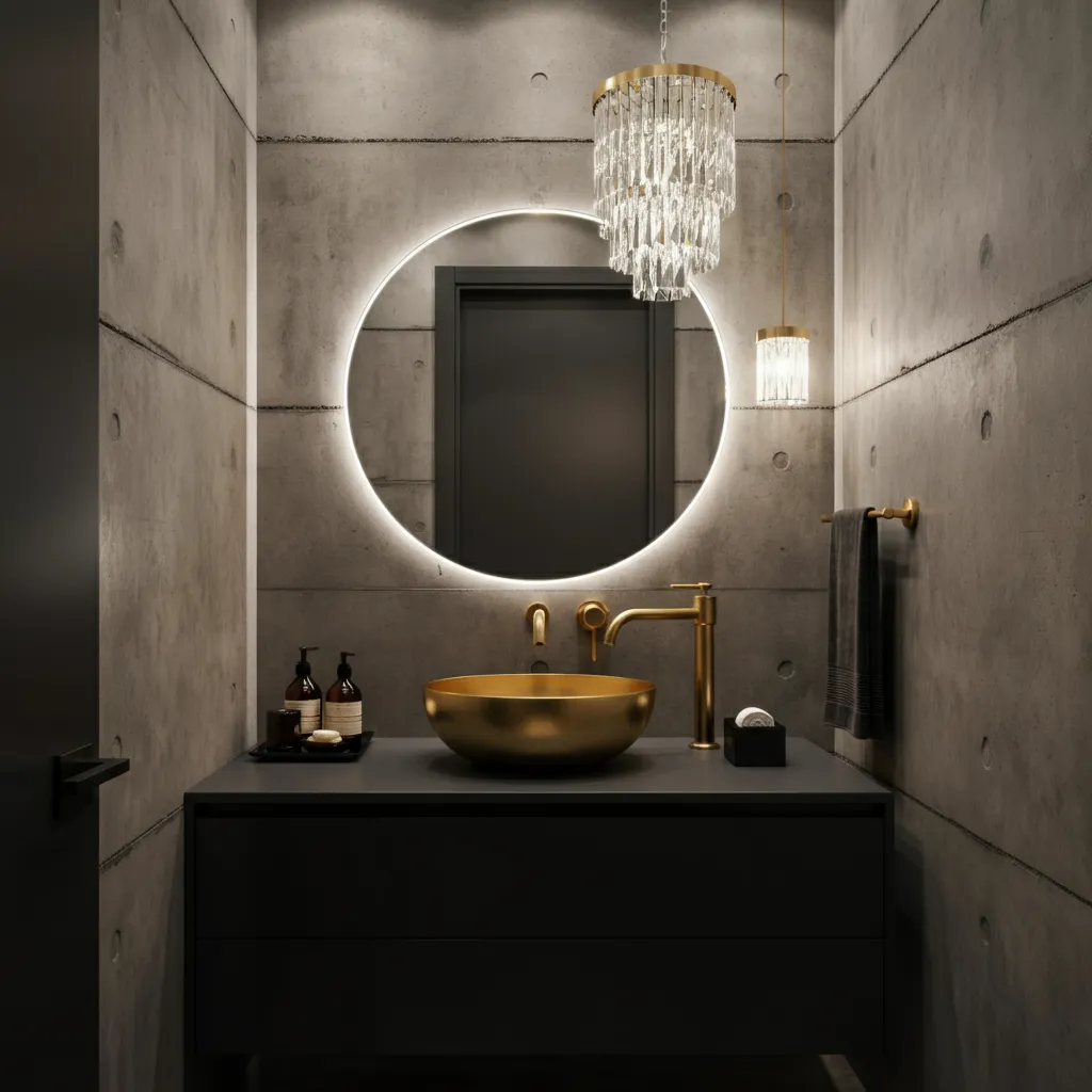 These 25+ Powder Room Ideas Are So Good You'll Want to Redo Yours Tonight 30 Industrial Glam