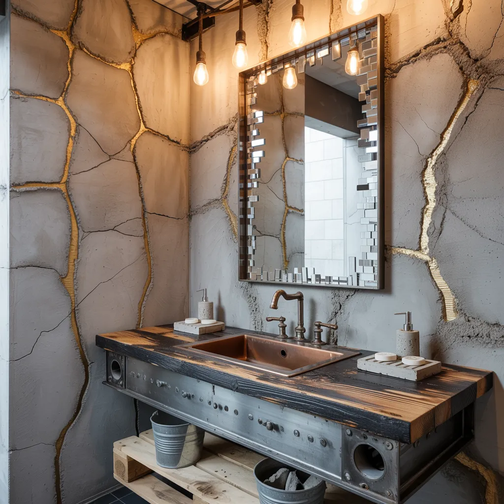 These 25+ Powder Room Ideas Are So Good You'll Want to Redo Yours Tonight 7 Industrial Kintsugi