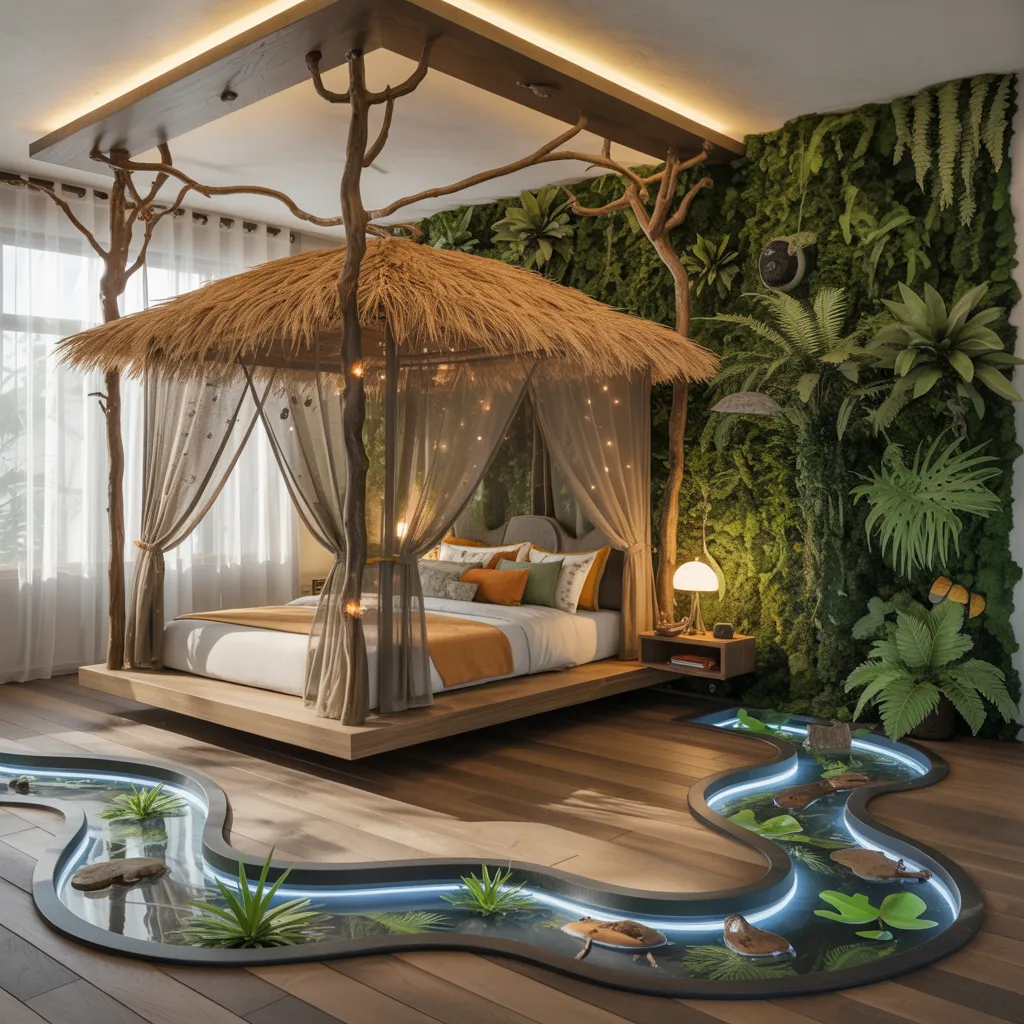 26 Luxury Kids Bedroom Inspirations for Dreamy Spaces 10 Jungle River Sanctuary