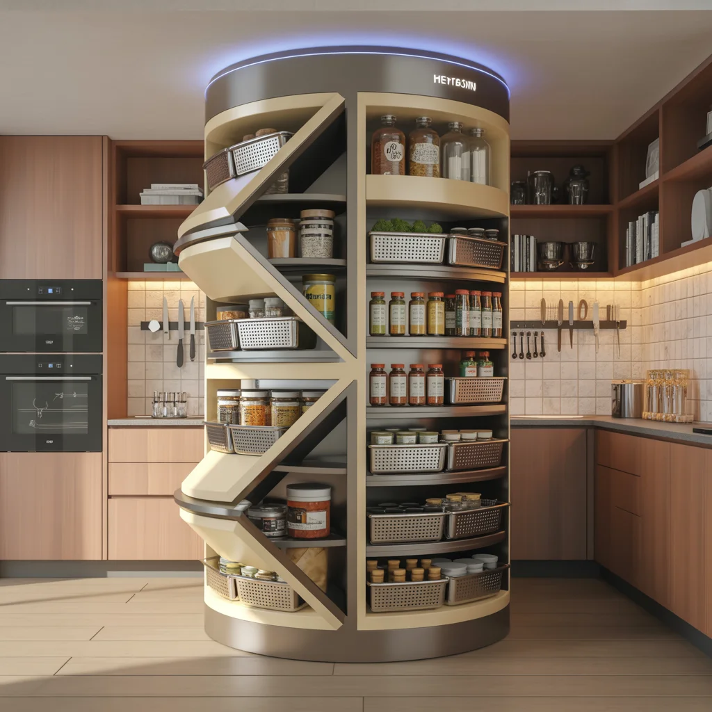 22 Pantry Organization Ideas That’ll Instantly Upgrade Your Kitchen 12 Kinetic Rotating Pantry Tower