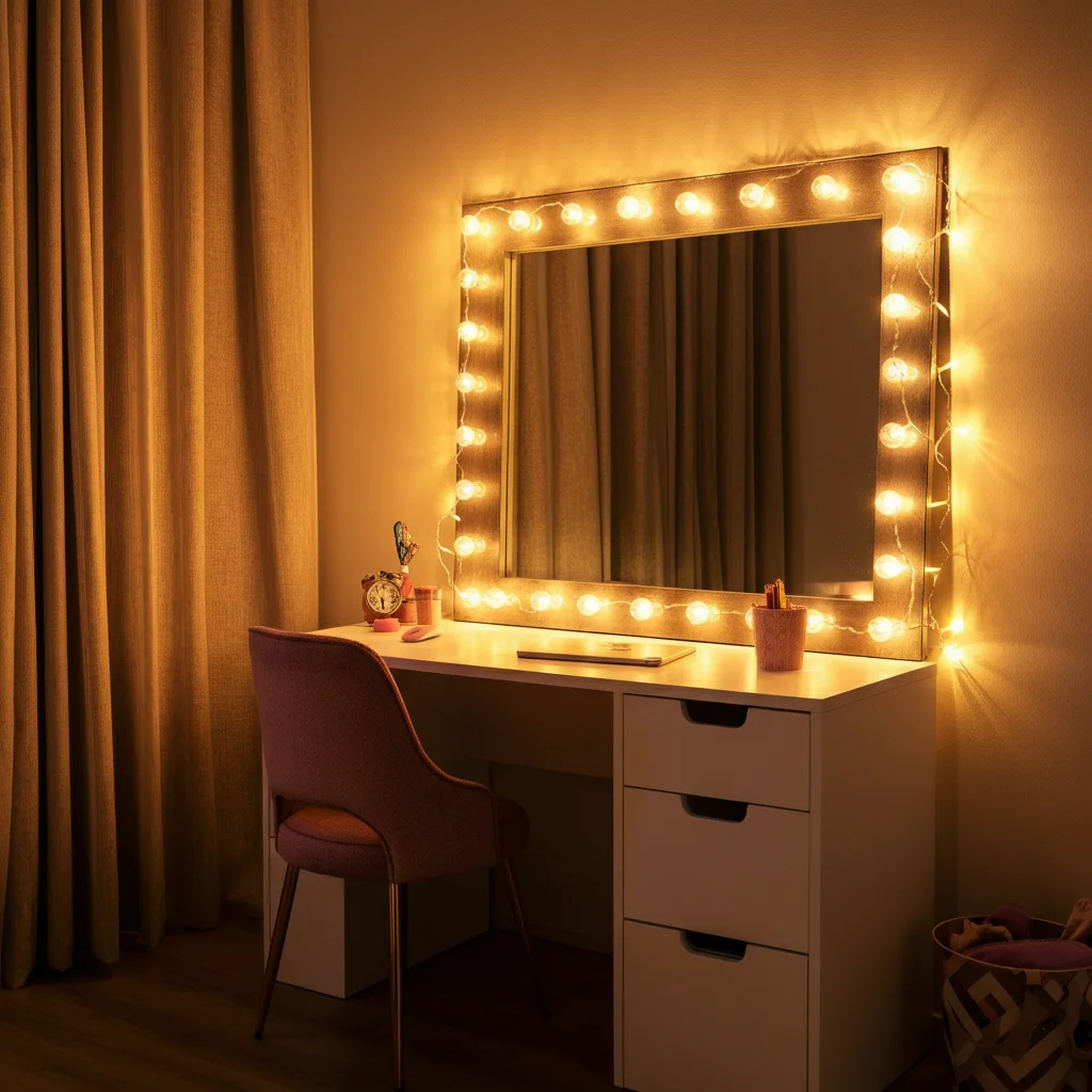 26 Teen Room Decor Inspirations for Every Mood and Style 17 Long Mirror with String Lights
