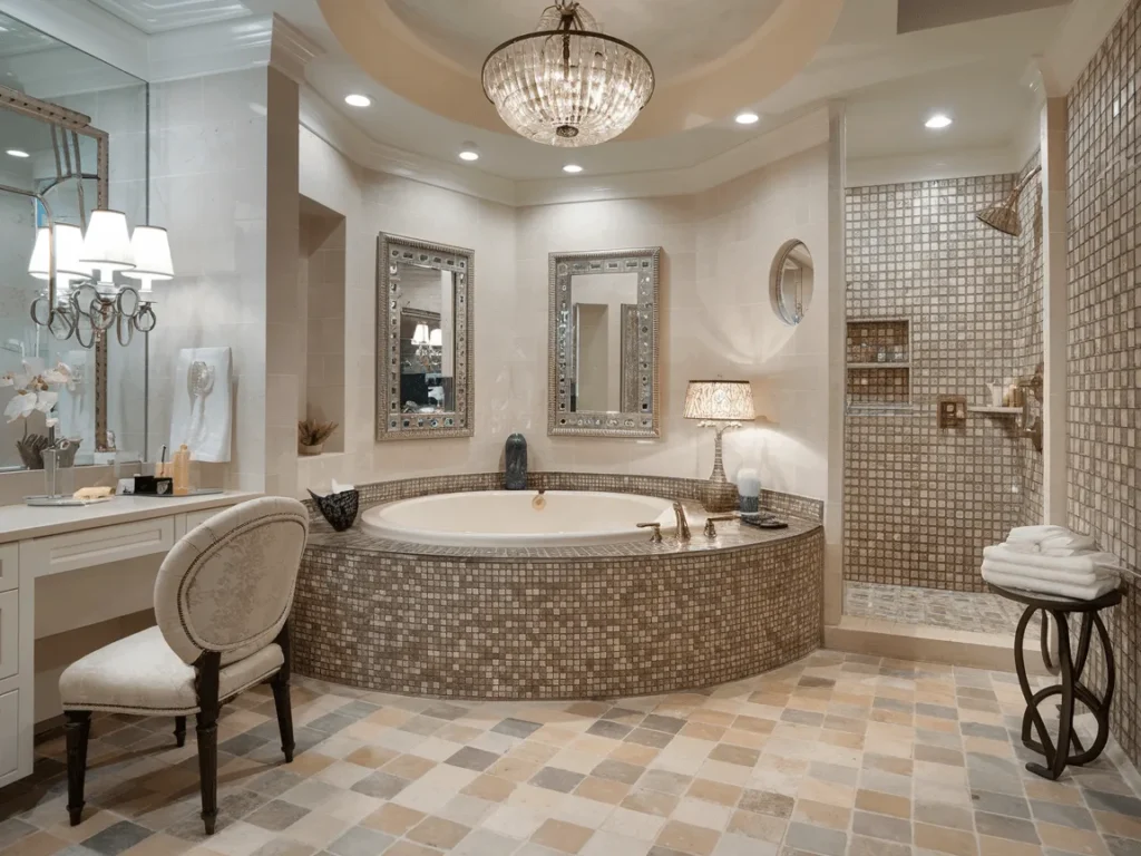 32+ Bathroom Ideas That Will Make Guests Think You Hired a Designer 3 Luxurious Bathroom with Roman Tub and Elegant Details