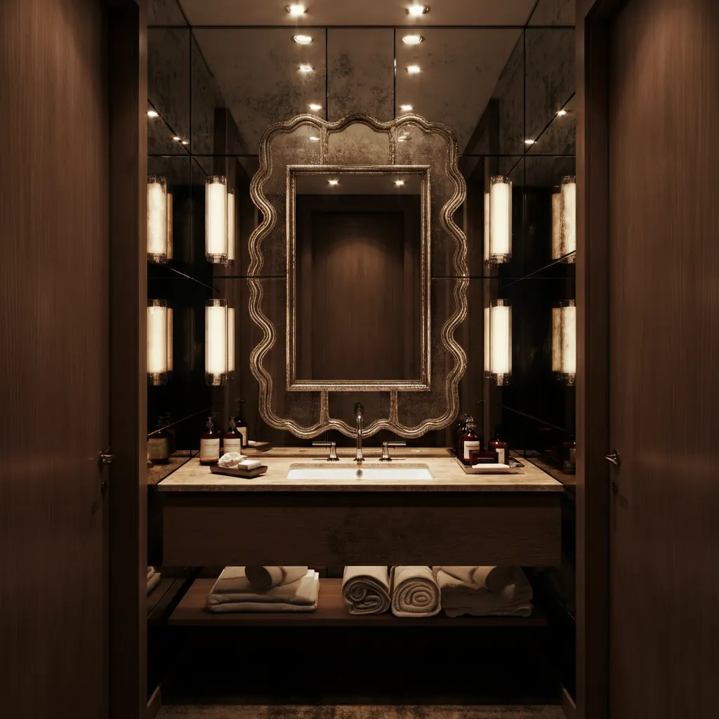 These 25+ Powder Room Ideas Are So Good You'll Want to Redo Yours Tonight 16 Mirror Maze Elegance
