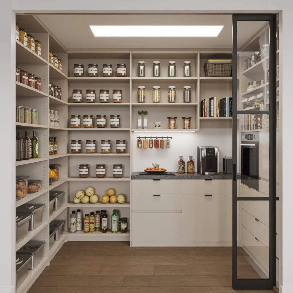 22 Pantry Organization Ideas That’ll Instantly Upgrade Your Kitchen 15 Modern Minimalist Walk-in Pantry