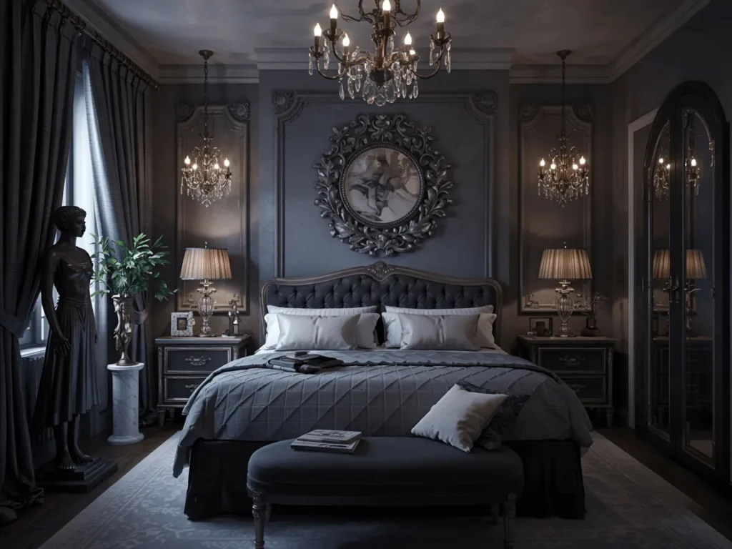 35+ Bedroom Ideas So Stunning You'll Want to Redecorate Tonight! 7 Moody Neoclassical Dream