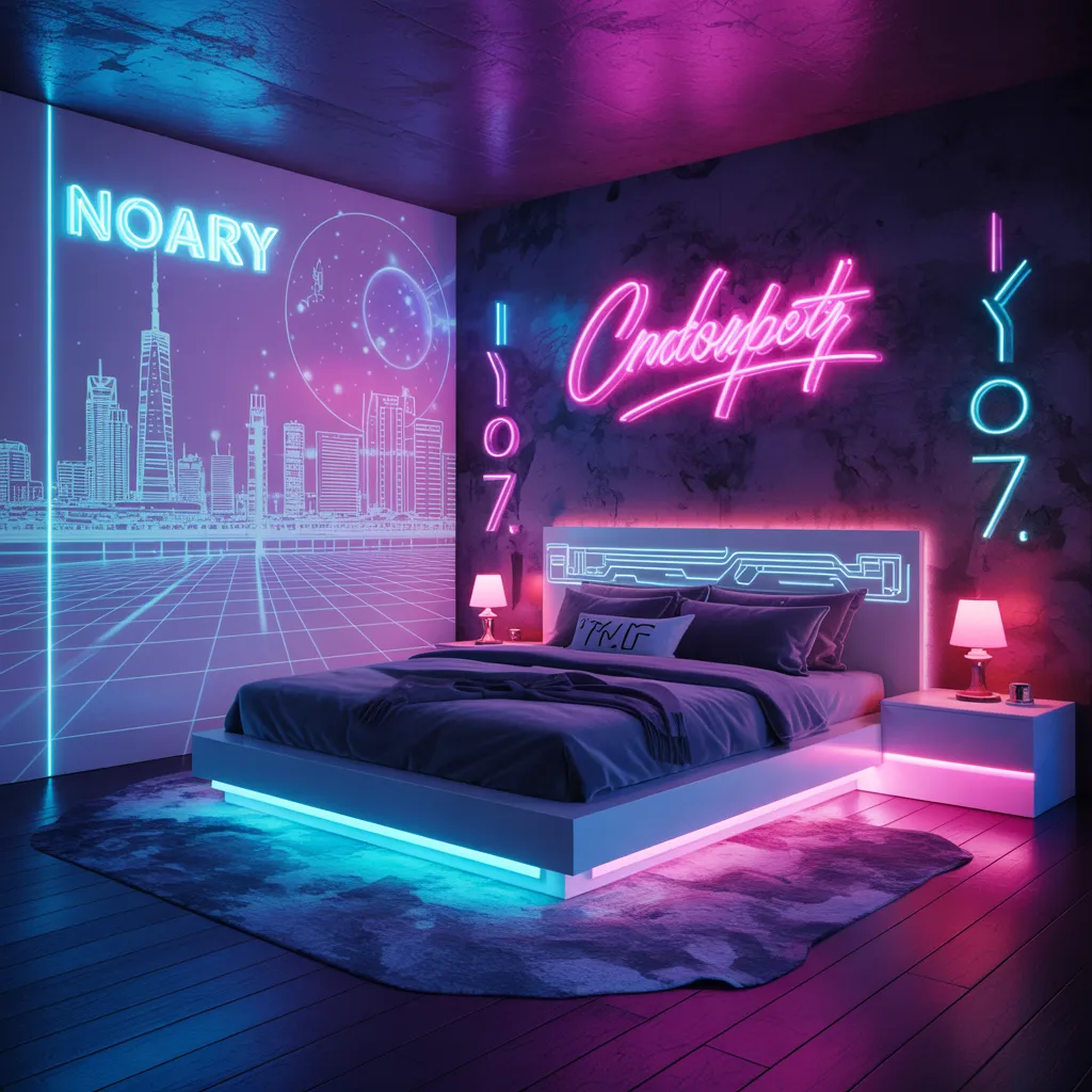 26 Luxury Kids Bedroom Inspirations for Dreamy Spaces 8 Neon City Dreamscape