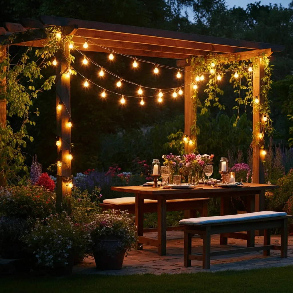 30+ Garden Ideas That’ll Make You Cancel Your Vacation Plans 16 Outdoor String Lights