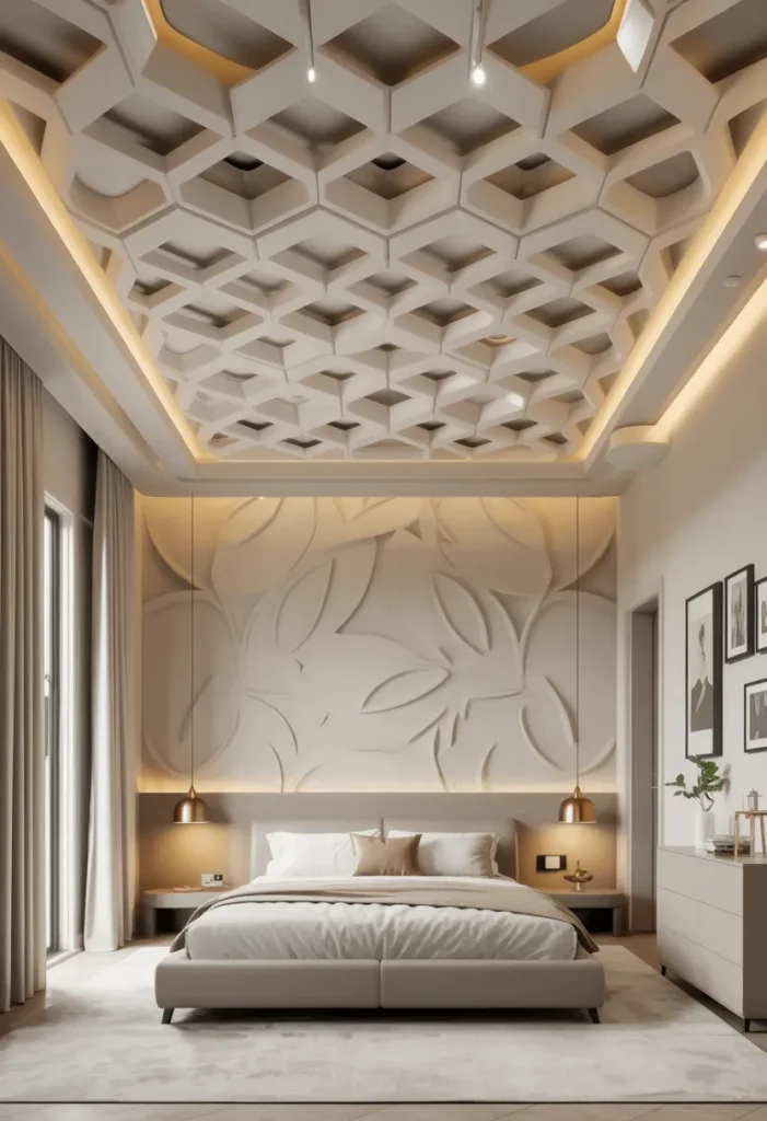 19 Luxury And Modern Ceiling Design Ideas 13 Parametric Hexagonal Coffered Ceiling
