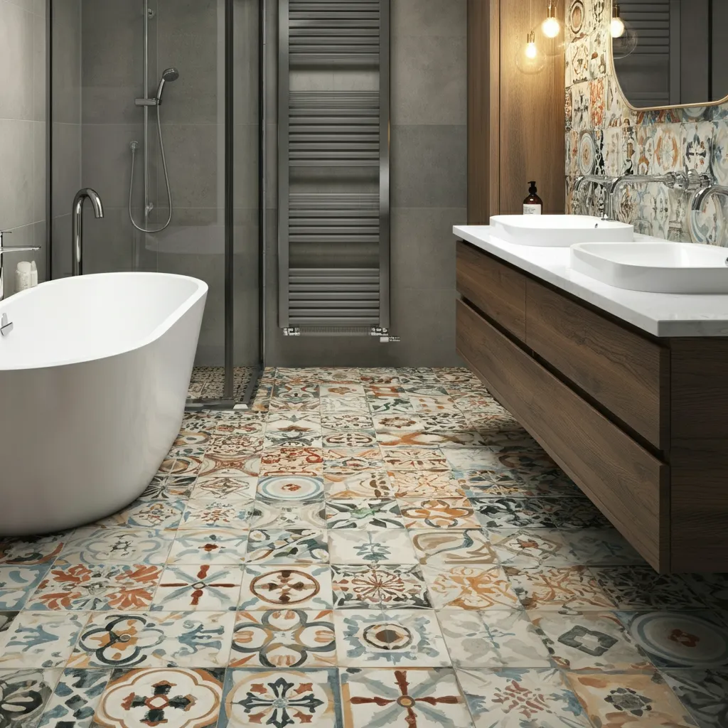 The Ultimate List of 40 Bathroom Remodel Ideas for a Modern Makeover 33 Patterned Floor Tiles Character