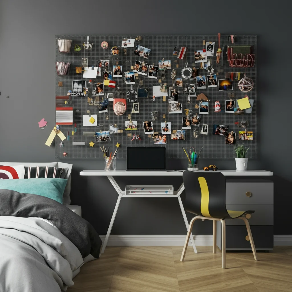 26 Teen Room Decor Inspirations for Every Mood and Style 26 Pinboard Grid Wall