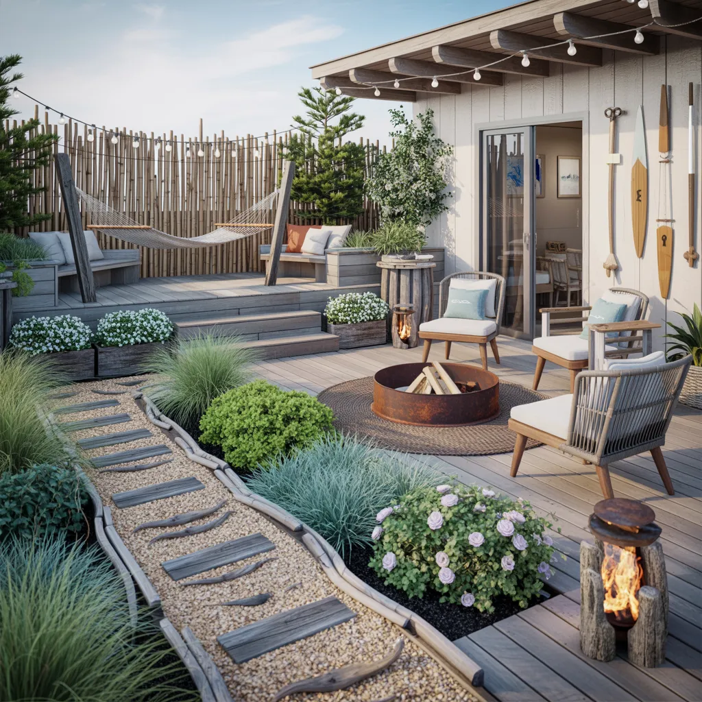 30+ Garden Ideas That’ll Make You Cancel Your Vacation Plans 5 Relaxed Coastal Deck with Nautical Details