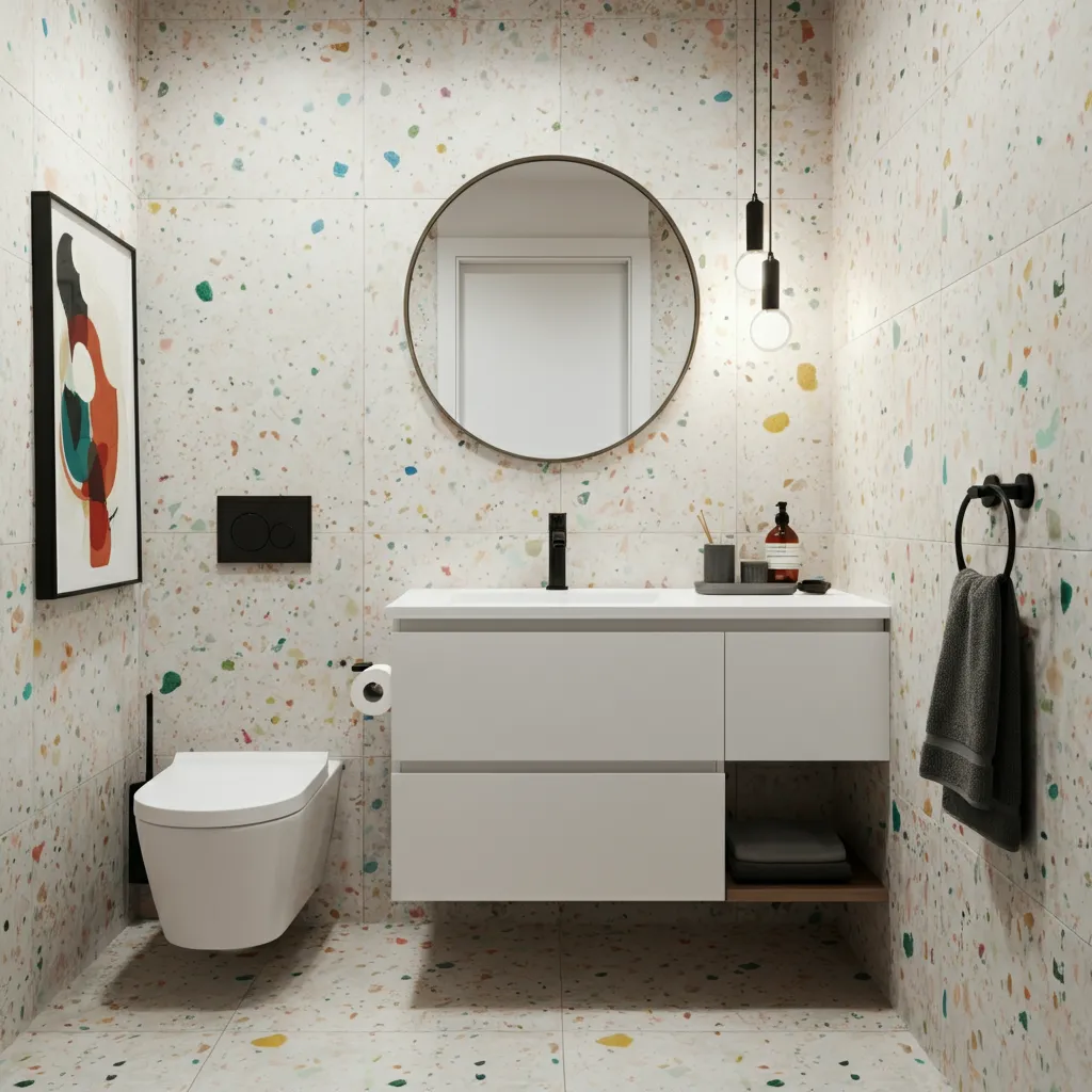 These 25+ Powder Room Ideas Are So Good You'll Want to Redo Yours Tonight 25 TerrazzoRevival