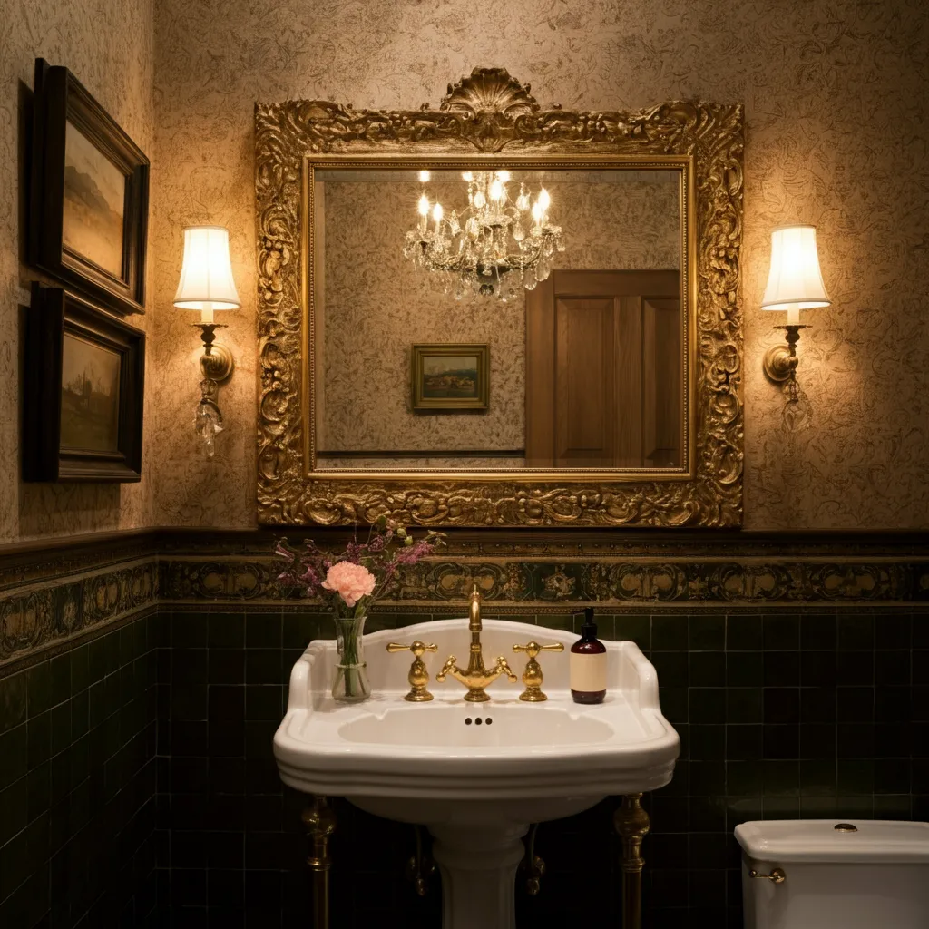 These 25+ Powder Room Ideas Are So Good You'll Want to Redo Yours Tonight 22 Vintage Charm