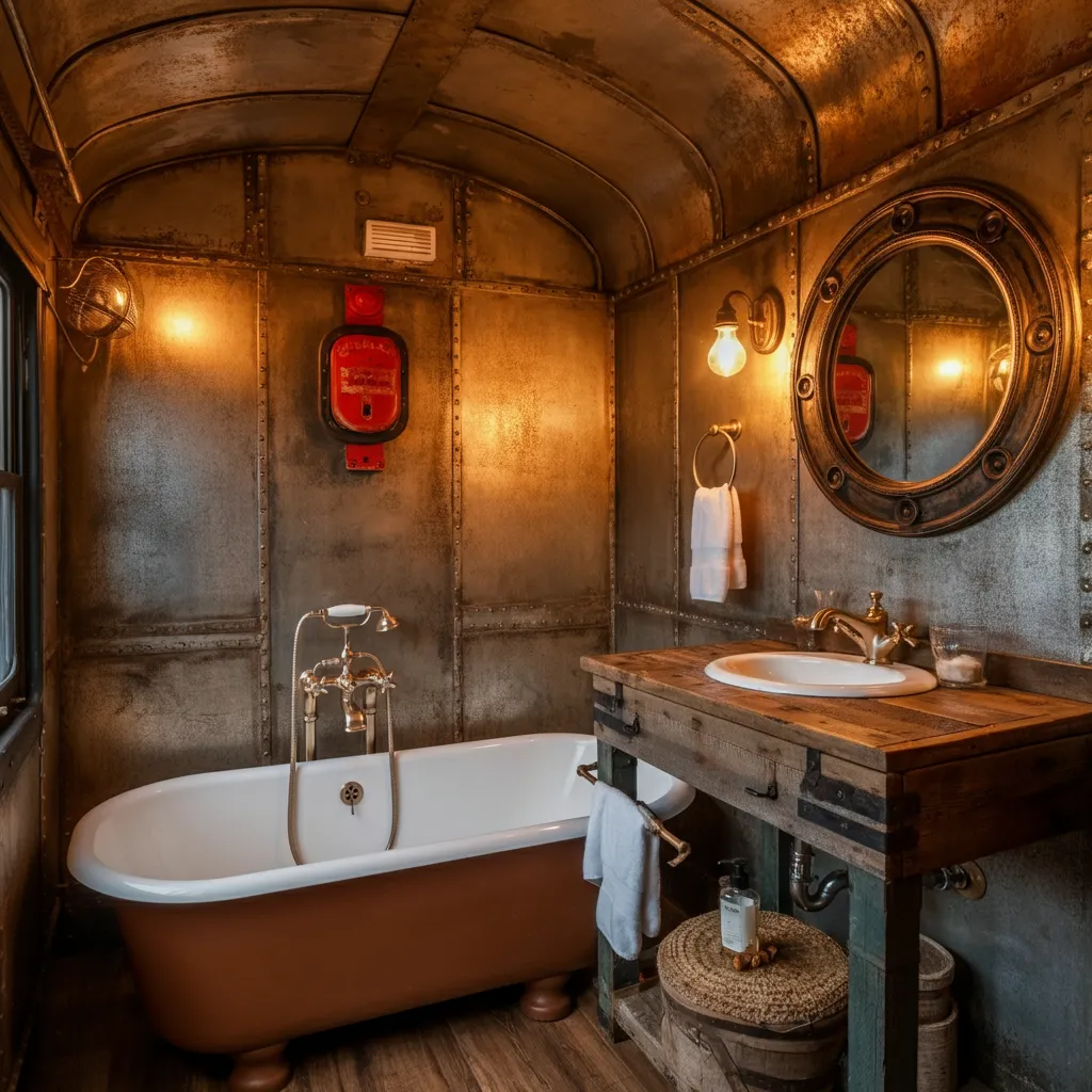 32+ Bathroom Ideas That Will Make Guests Think You Hired a Designer 30 Vintage Industrial Train Car Bathroom