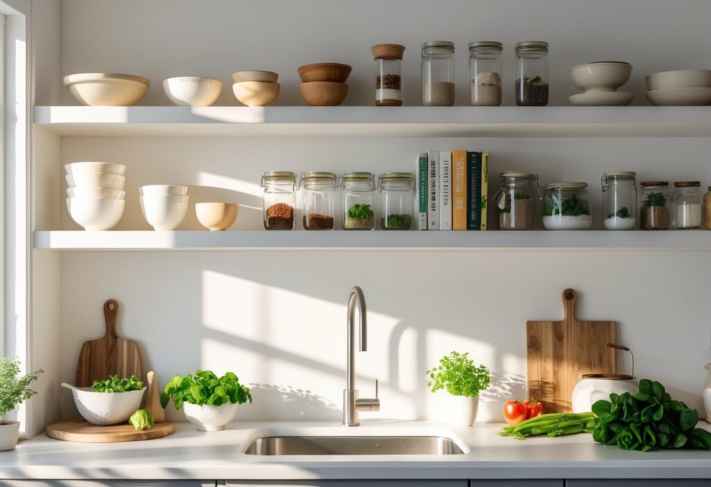 How to Decorate Open Kitchen Shelves for a Stylish and Functional Look 3 2 1