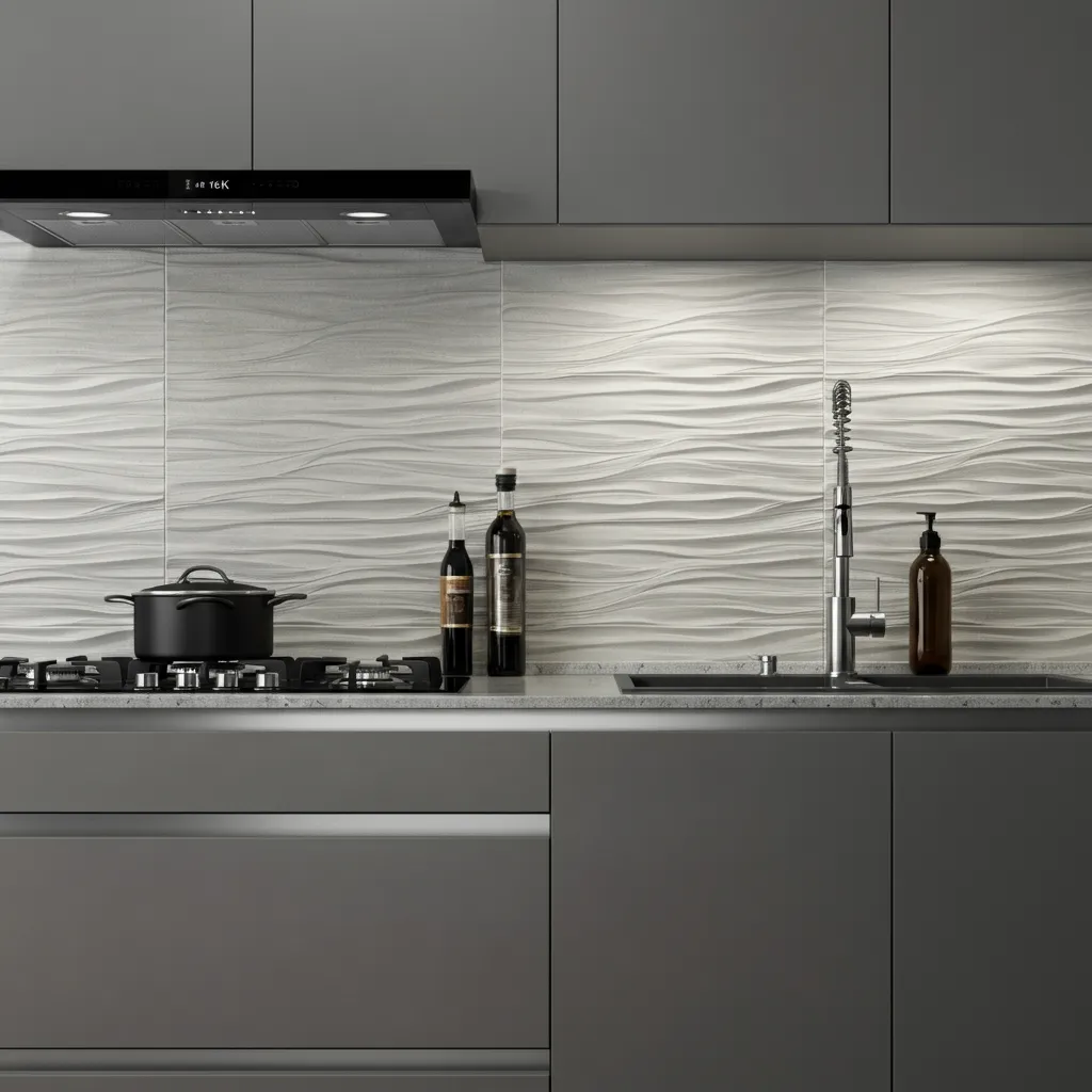 32+ Jaw-Dropping Kitchen Backsplash Ideas You Haven’t Seen Yet 35 3D Textured Tile Kitchen