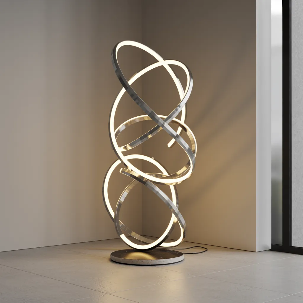 Living Room Lamp Ideas That Instantly Make a Room Look Expensive 10 Abstract Ring LED Floor Lamp