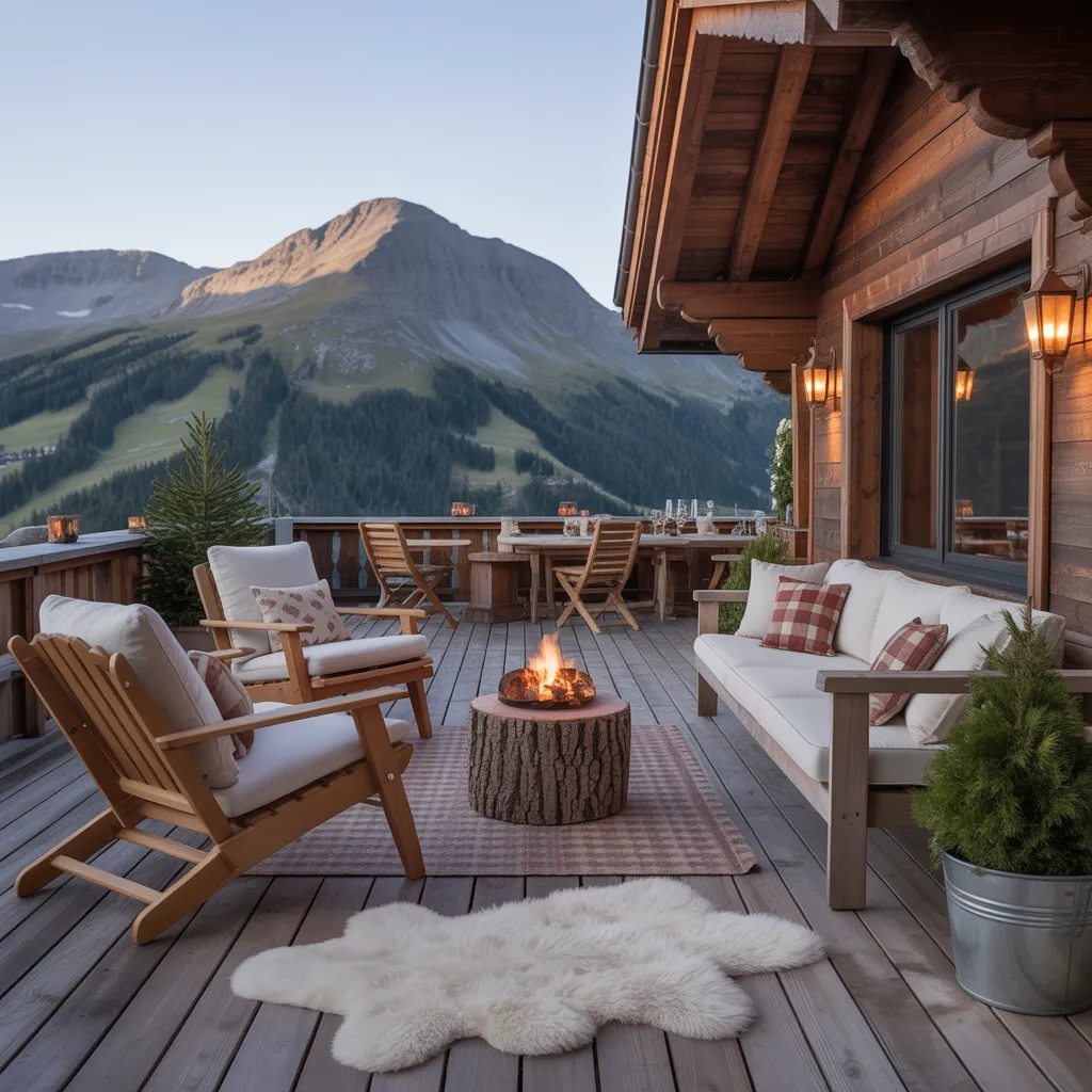 Alpine Chalet Terrace with Mountain Views