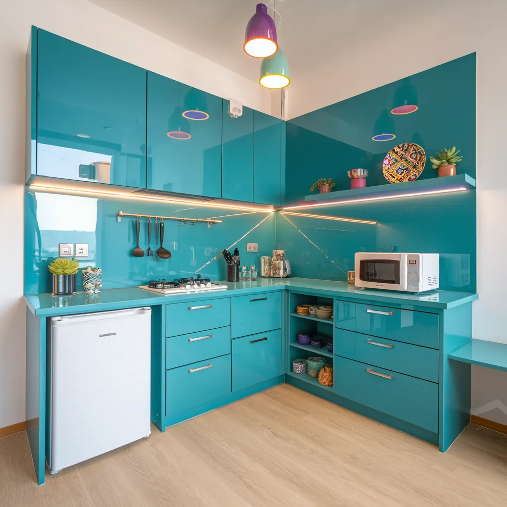 34 Small Kitchen Ideas That Make Tiny Spaces Look Huge 10 Aqua Glow Small Kitchen