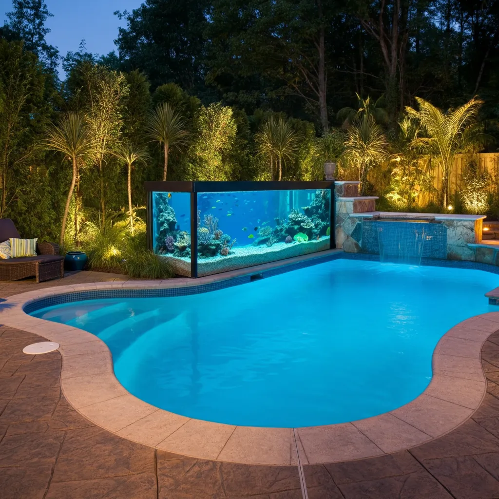 24+ Dreamy Pool Ideas That Blend Style, Comfort, and Luxury 20 Aquarium Pool with Marine Life
