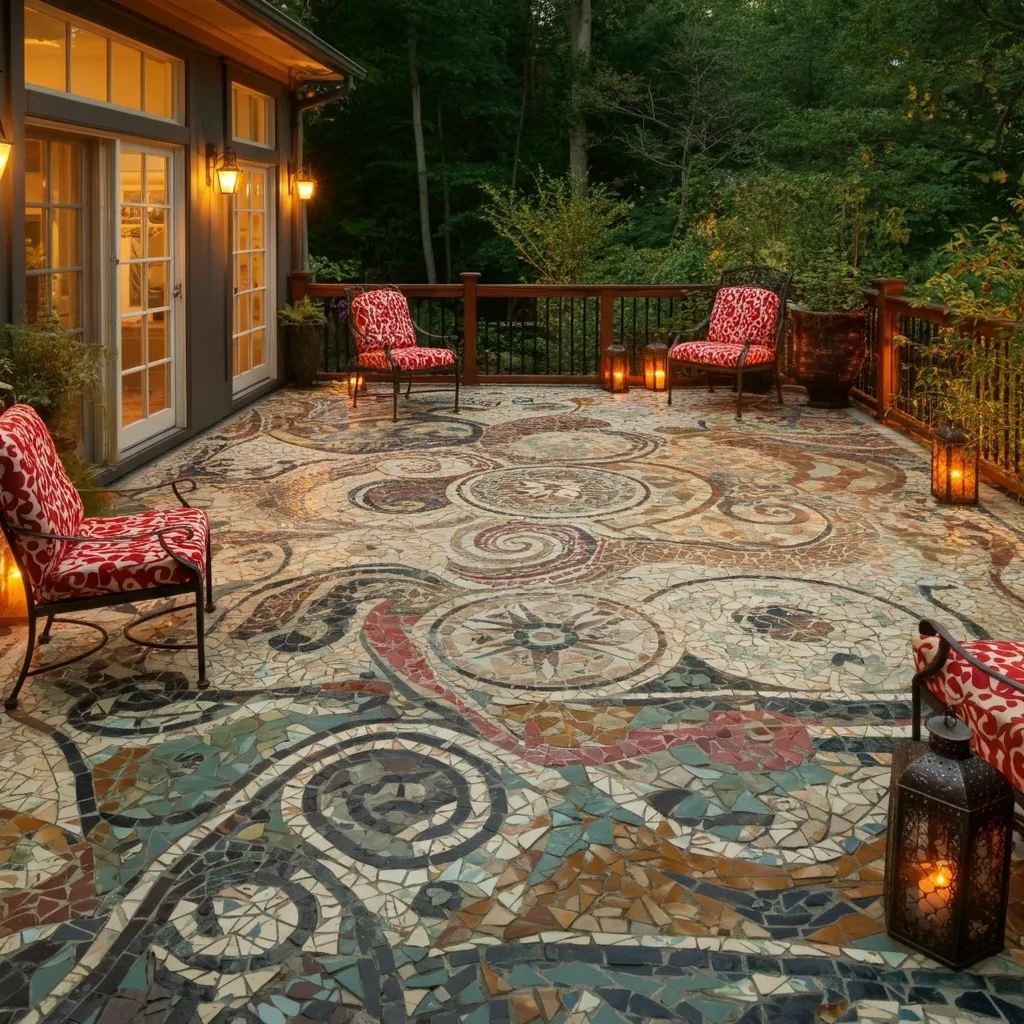 Stunning Deck Ideas That Will Completely Transform Your Outdoor Space 20 Artistic Mosaic Deck