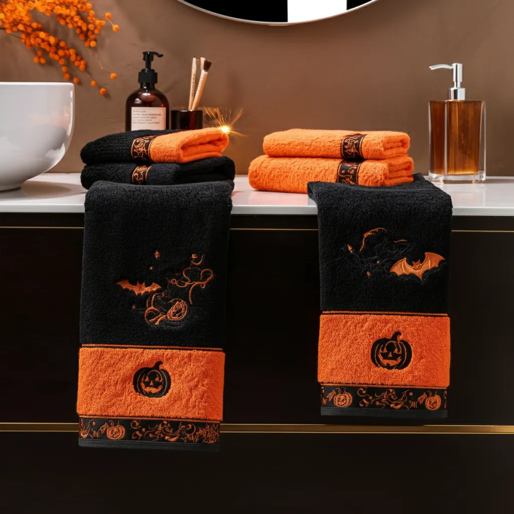 Halloween Bathroom Makeovers You’ll Want to Copy Before October 31st 23 Black & Orange Towel Set