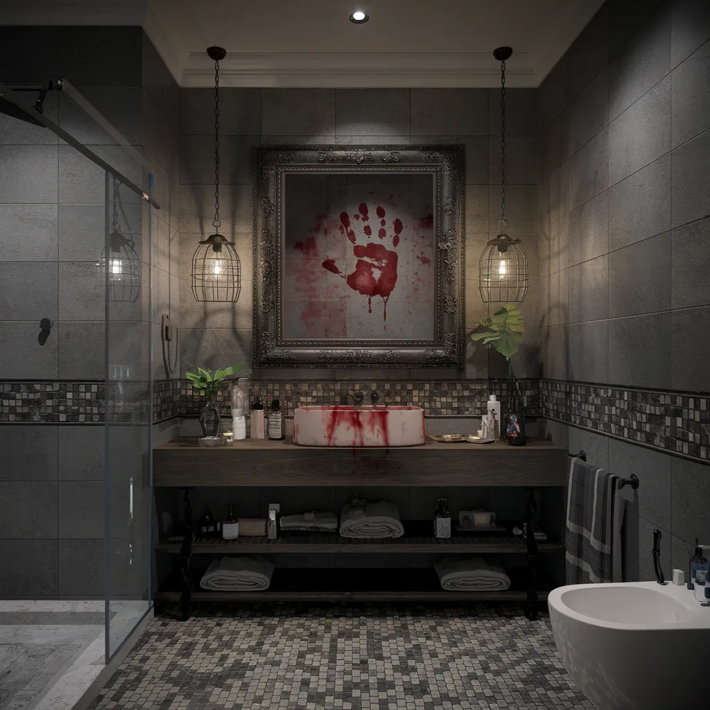 Halloween Bathroom Makeovers You’ll Want to Copy Before October 31st 13 Bloody Handprint Bathroom