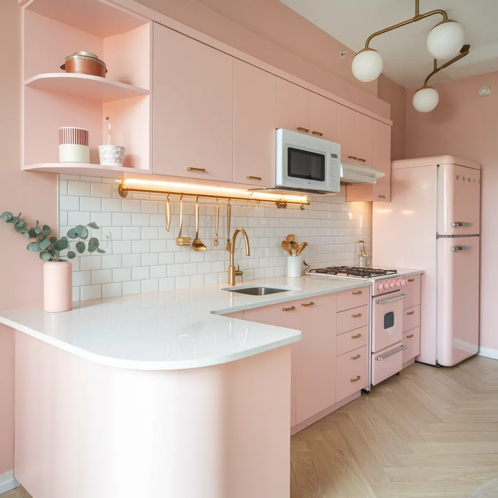 34 Small Kitchen Ideas That Make Tiny Spaces Look Huge 8 Blush Charm Small Kitchen