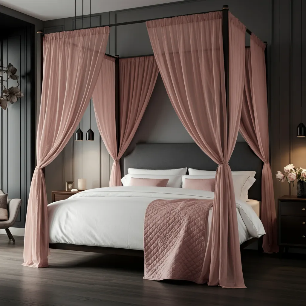 Pink Bedroom Ideas That Are Elegant, Bold, and Far From Basic 19 Blush Pink Canopy Bed