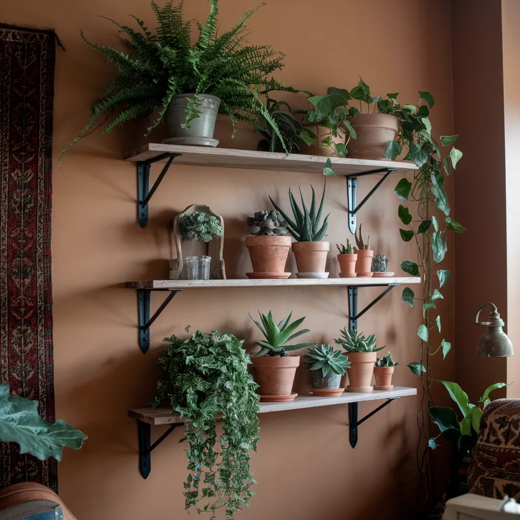 The Ultimate Guide to Shelf Decor Ideas for Small and Large Spaces 13 Bohemian Plant Shelf Wall