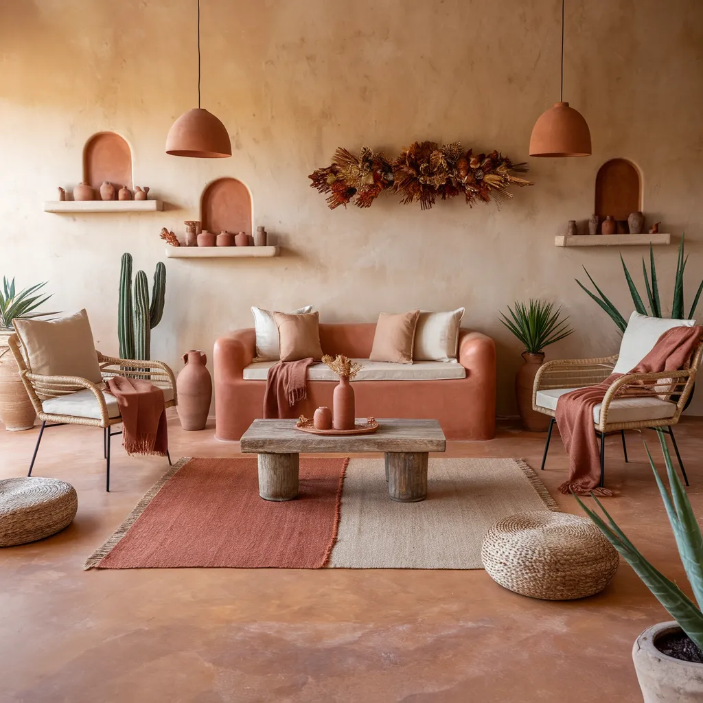Cozy Yet Stylish: Boho Living Room Ideas That Feel Like a Dream 4 Boho Living Room with Earthy Terracotta Tones