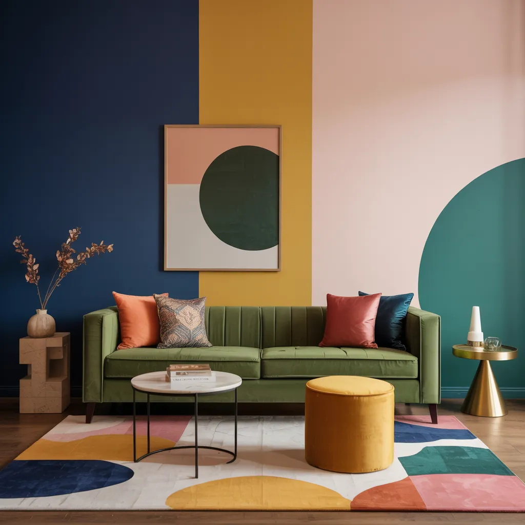 Modern Luxury Living Rooms You Can Actually Copy on Any Budget 27 Bold Colorblocking for Statement Living
