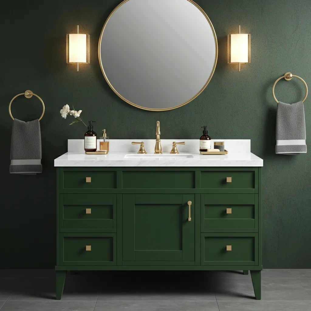 24 Bathroom Vanity Ideas So Beautiful, You’ll Want to Remodel Today 10 Bold Colored Vanity Bathroom