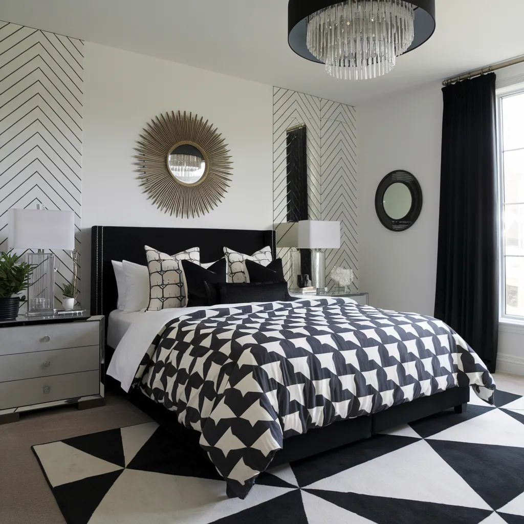 Bold Geometric Men’s Bedroom Style